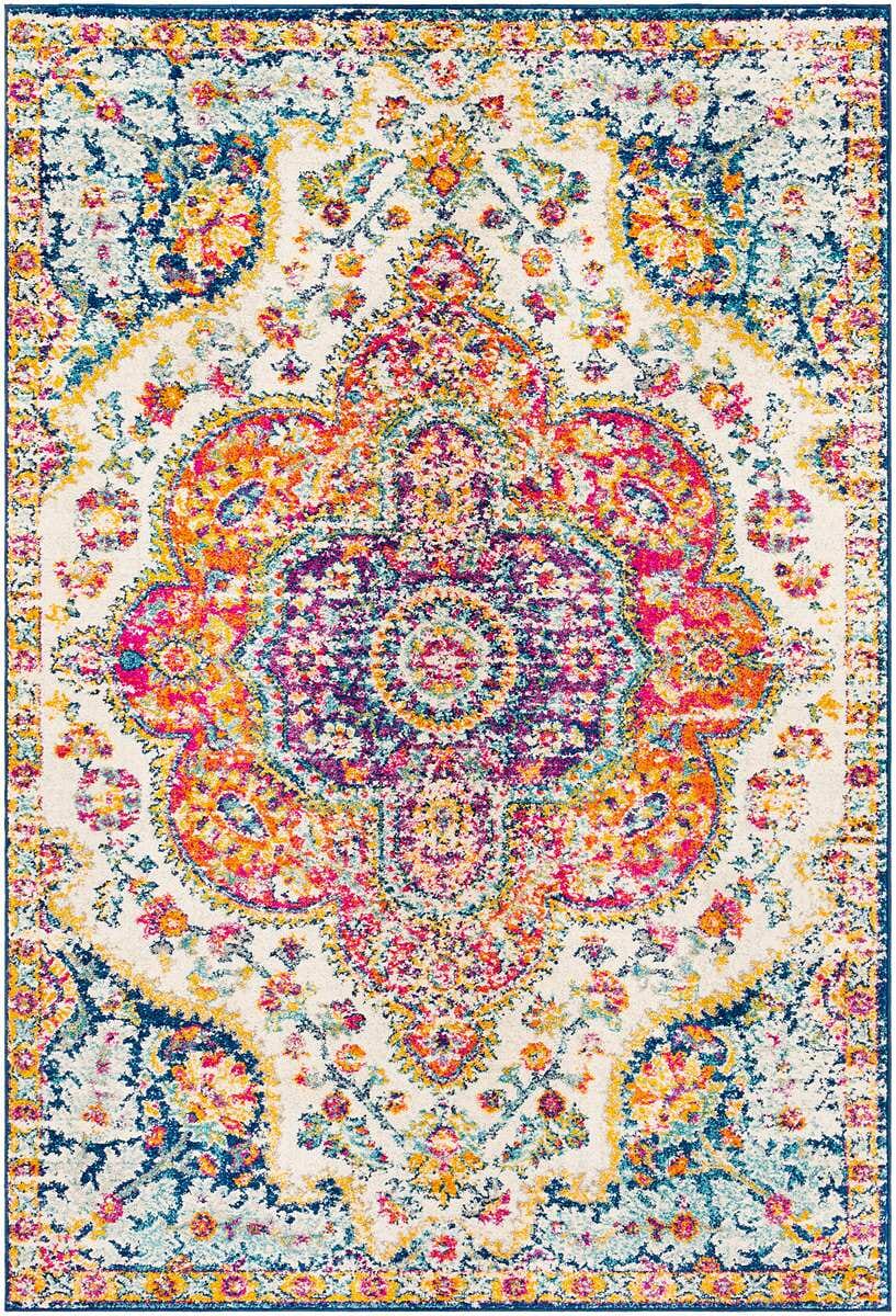 Surya Elaziz Elz-2335 Fuchsia, Mustard, Dark Blue, Sky Blue, Gray, Orange Rug.