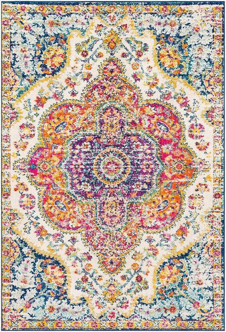 Surya Elaziz Elz-2335 Fuchsia, Mustard, Dark Blue, Sky Blue, Gray, Orange Rug.
