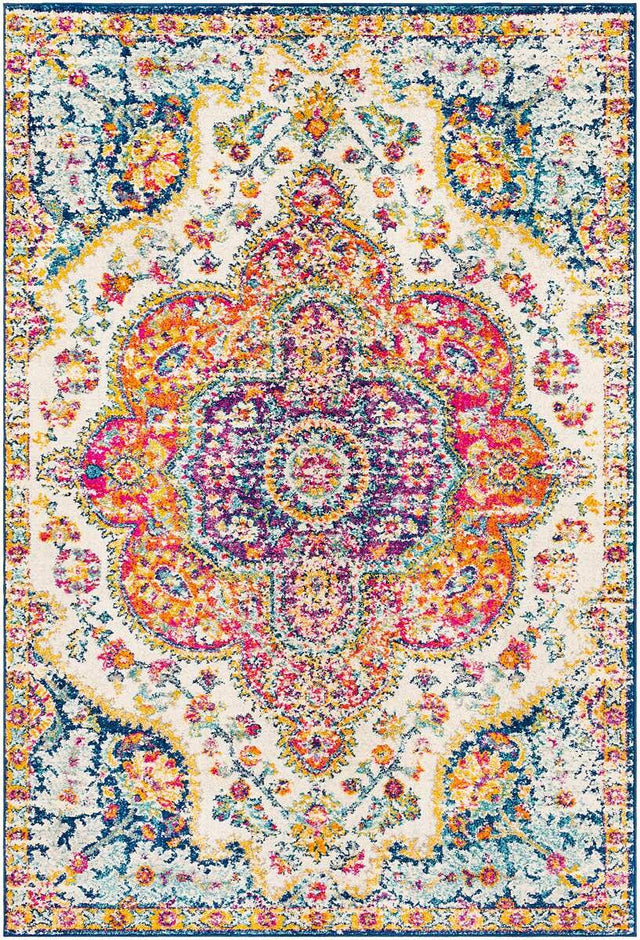 Surya Elaziz Elz-2335 Fuchsia, Mustard, Dark Blue, Sky Blue, Gray, Orange Rug.