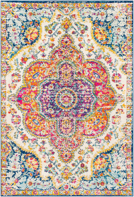 Surya Elaziz Elz-2335 Fuchsia, Mustard, Dark Blue, Sky Blue, Gray, Orange Rug.