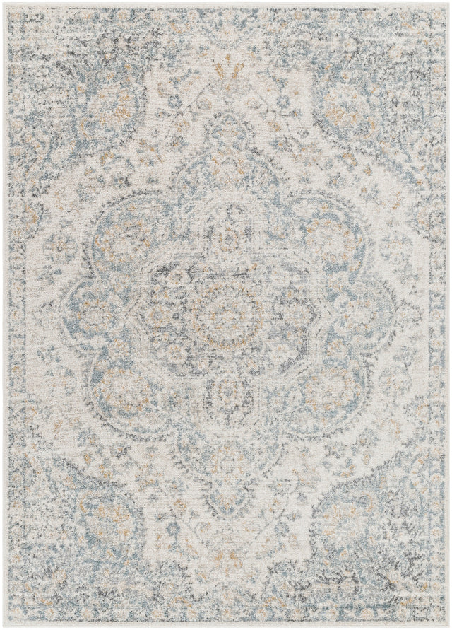 Surya Elaziz Elz-2370 Cream, Light Beige, Medium Gray, Blue, Charcoal, Amber Rug.