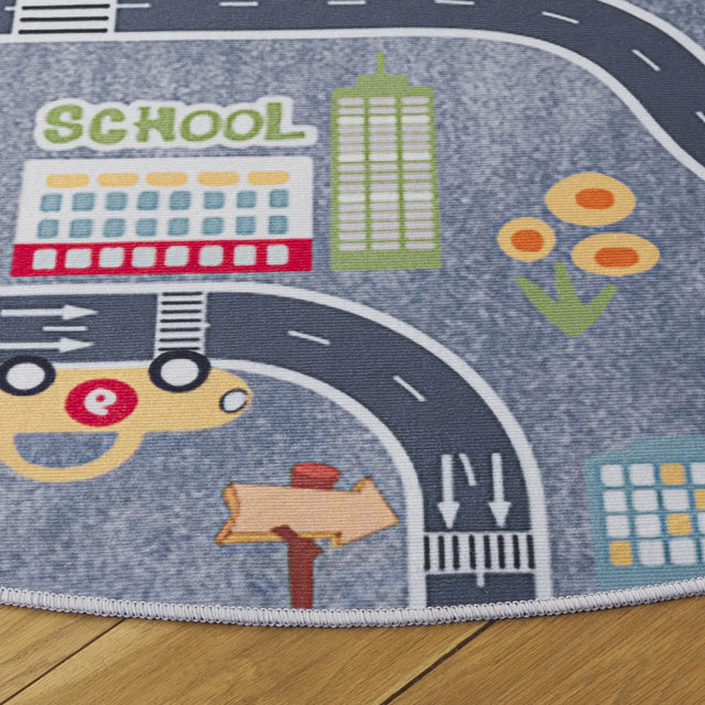 Safavieh Tacoma Kids 100 5'-0" x 5'-0" Rug in Grey / Dark Grey
