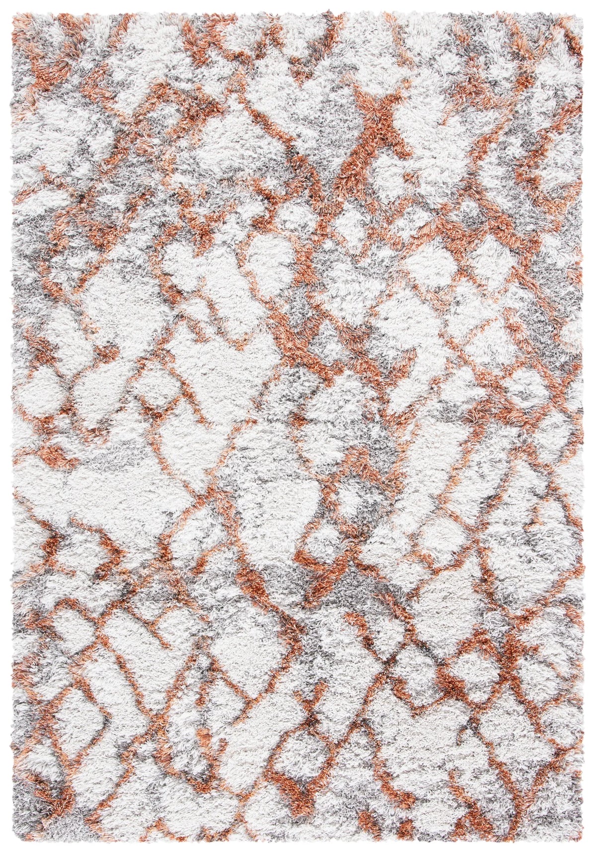 Safavieh Horizon Shag 800 4'-0" x 6'-0" Rug in Ivory / Rust