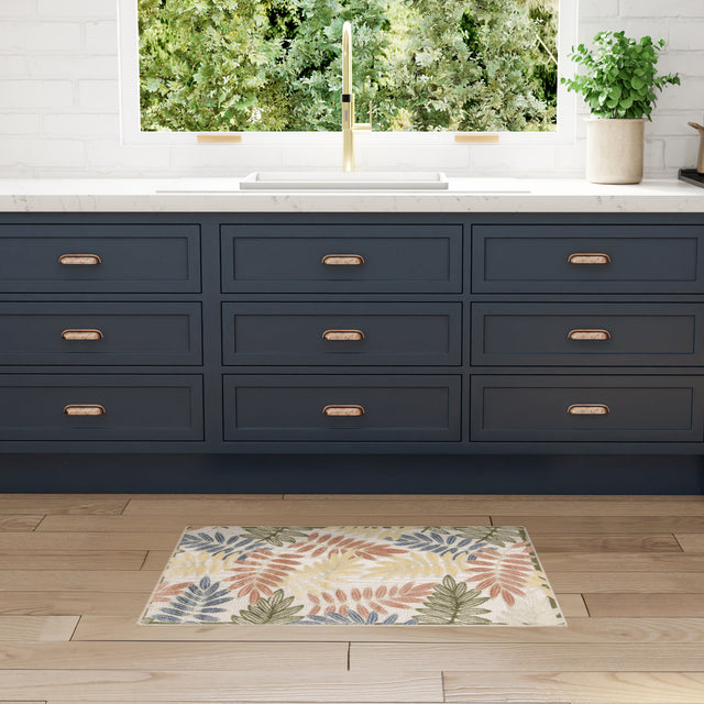 Nourison Aloha ALH18 Machine Made Ivory, Rose Rug