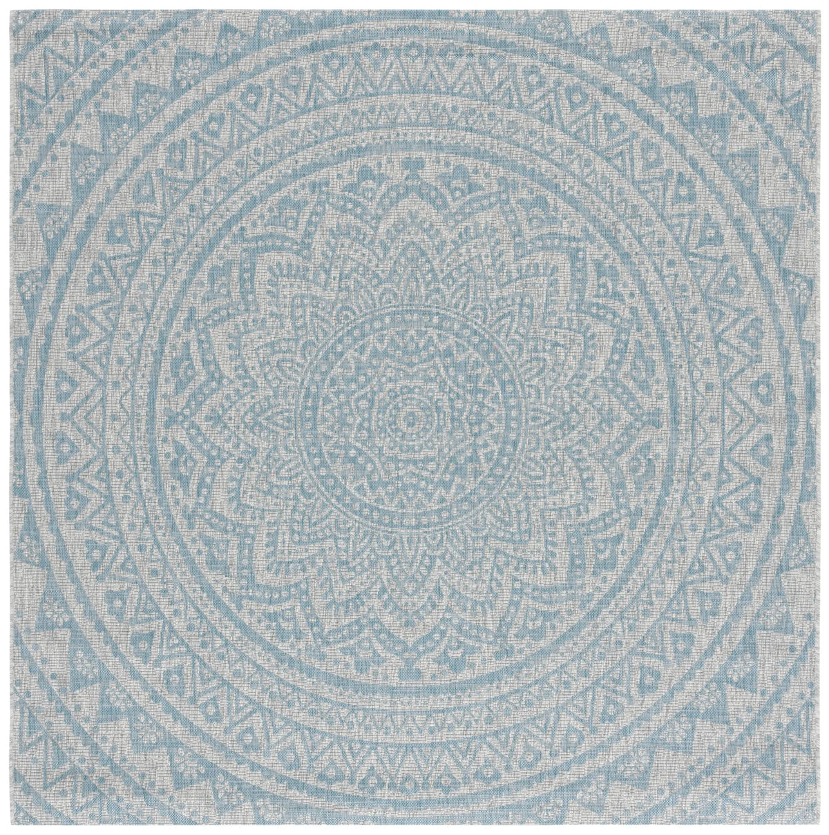 Safavieh Courtyard 6'-7" x 6'-7" Rug in Light Grey / Aqua
