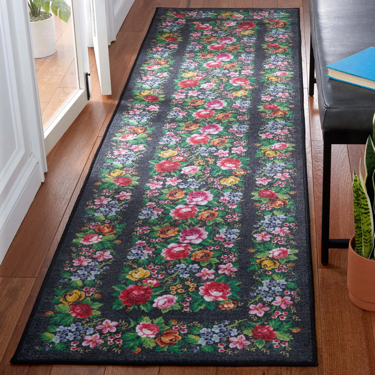 Safavieh Journey 2'-2" x 9'-0" Rug in Charcoal / Green