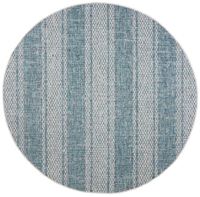 Safavieh Courtyard 5'-3" x 5'-3" Rug in Light Grey / Teal
