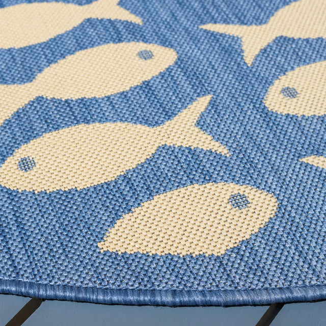 Safavieh Courtyard 5'-3" x 5'-3" Rug in Blue / Beige