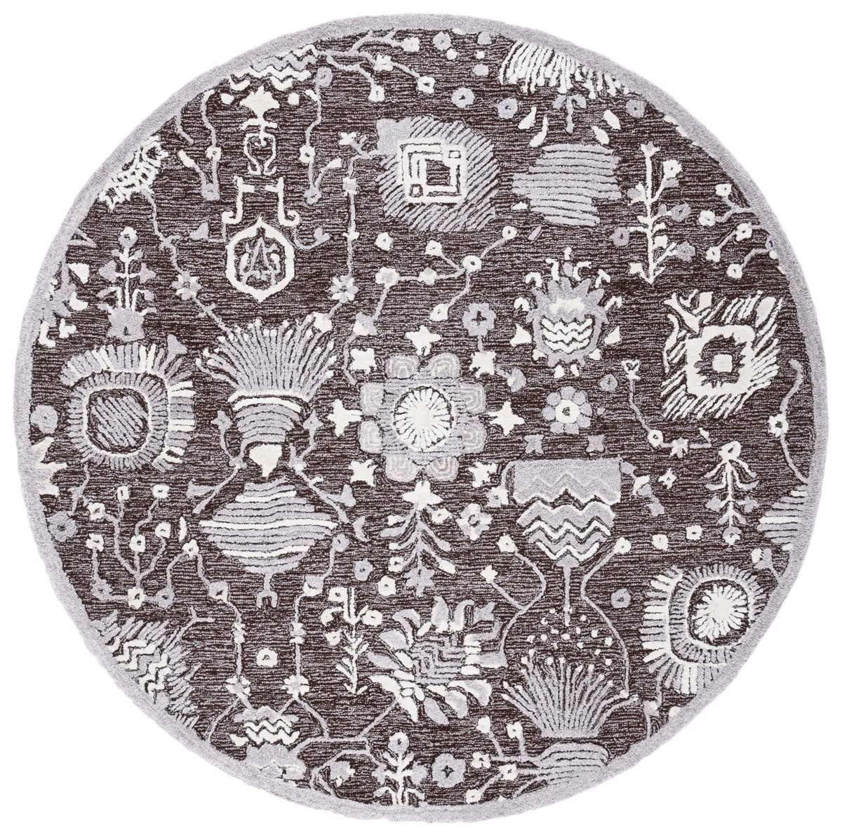 Safavieh Glamour 6'-0" x 6'-0" Rug in Dark Brown / Ivory