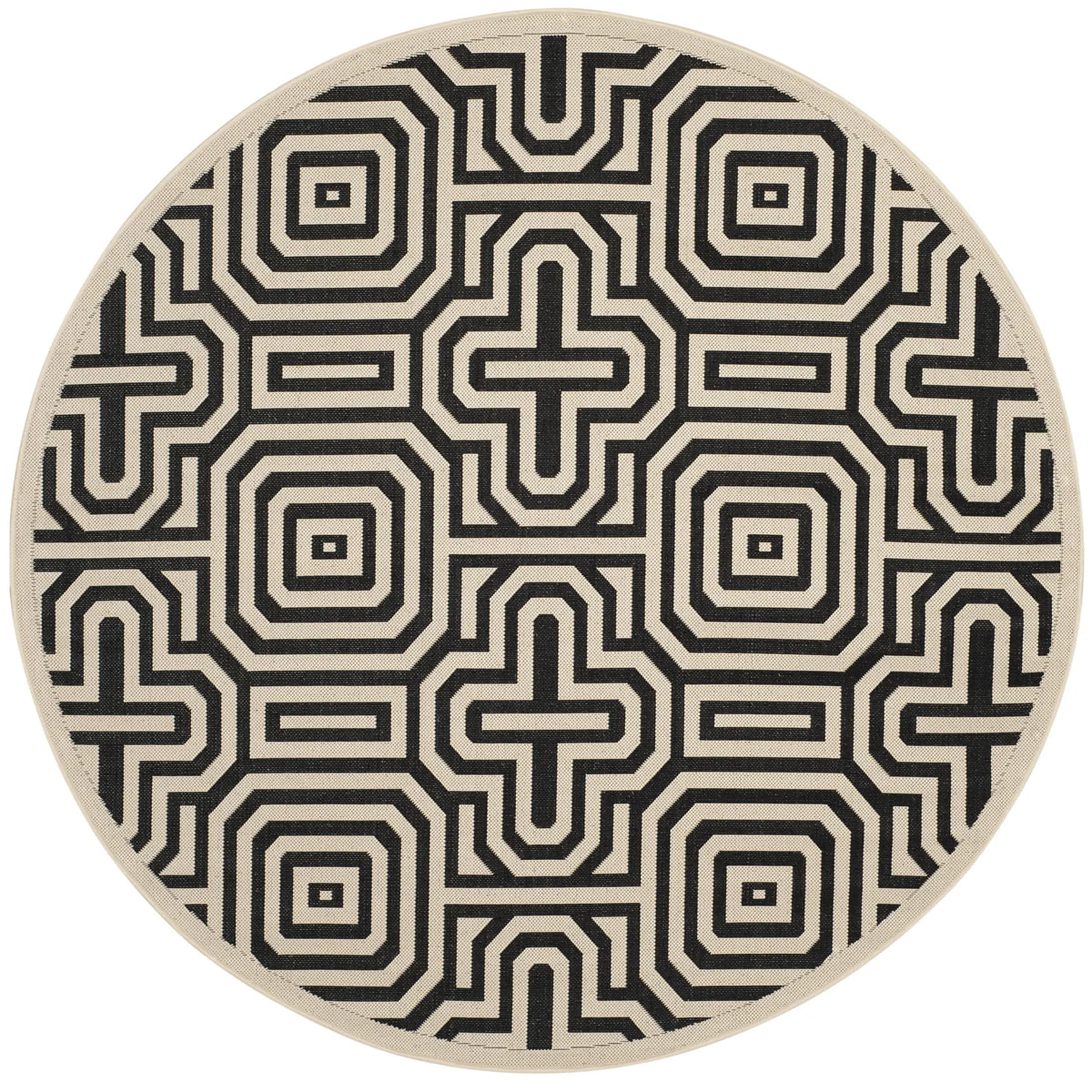 Safavieh Courtyard 6'-7" x 6'-7" Rug in Sand / Black