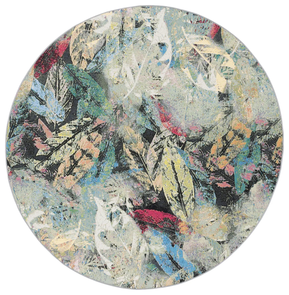 Safavieh Barbados 500 6'-6" x 6'-6" Rug in Black Green / Pink