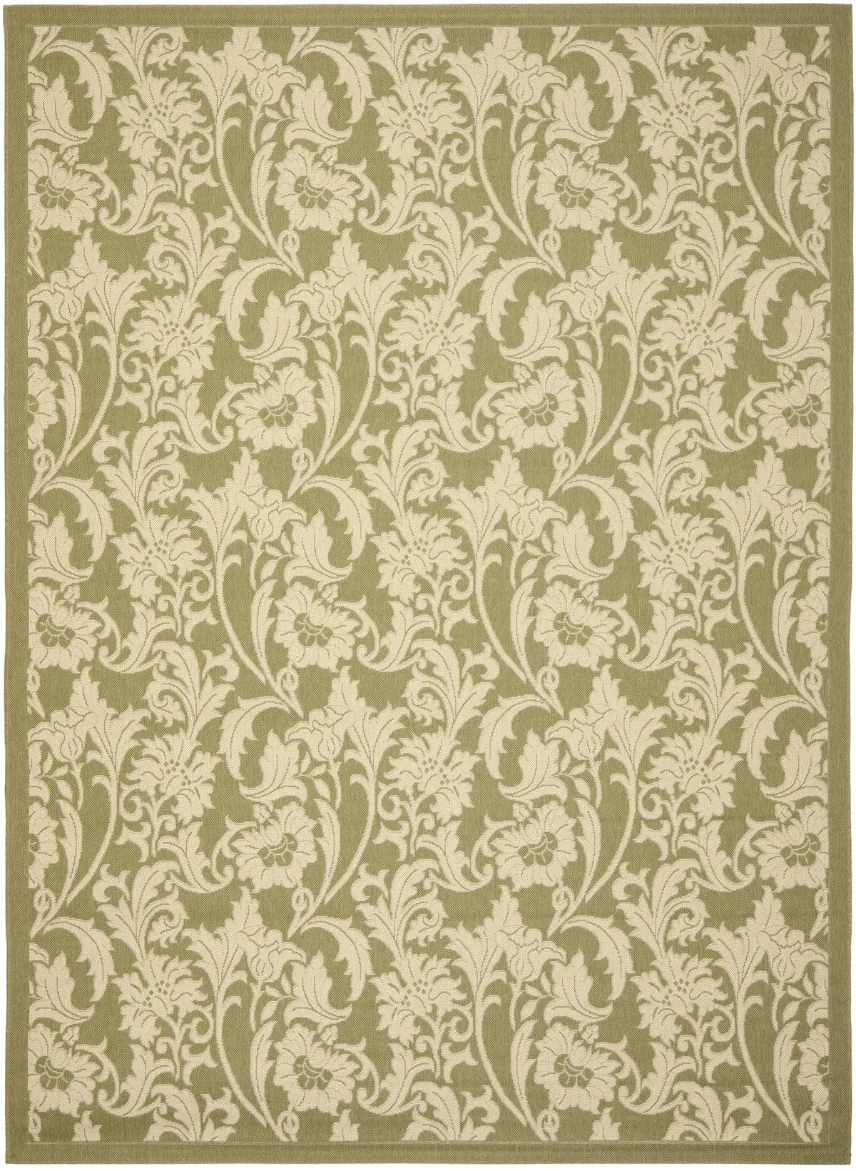 Safavieh Courtyard 6'-7" x 9'-6" Rug in Green / Creme