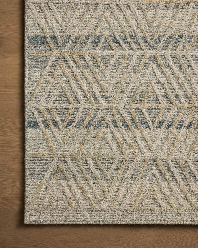 Loloi Elias Ela-04 Fog/Natural Rug - corner on wood