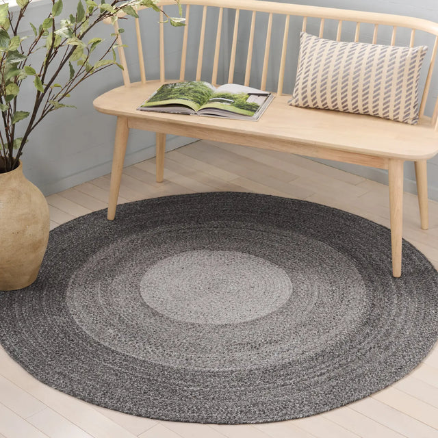 Safavieh Braided 5'-0" x 5'-0" Rug in Charcoal / Grey