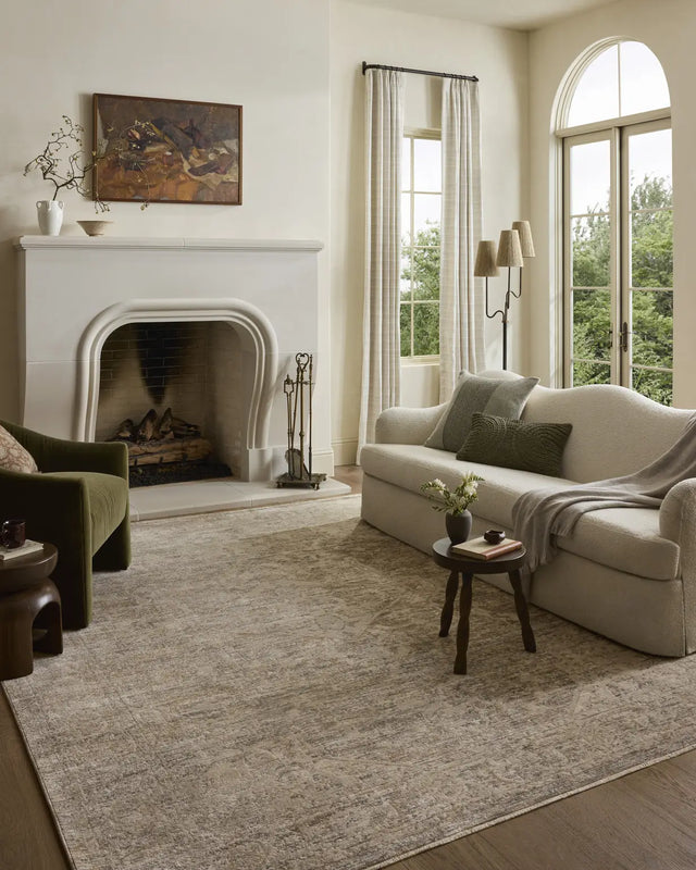 Loloi Clarisse CLS-02 Traditional Power Loomed Smoke, Natural Rug - room scene 3