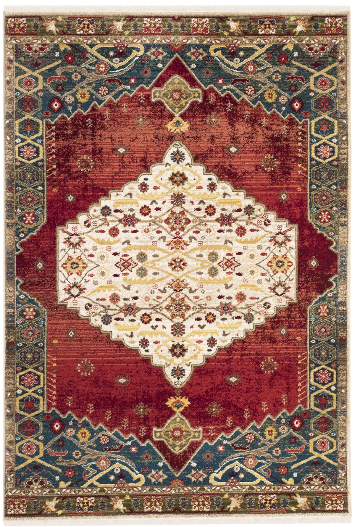 Safavieh Kashan 5'-1" x 7'-5" Rug in Ivory / Blue