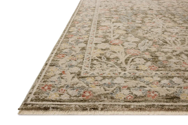 Loloi Clarisse CLS-05 Traditional Power Loomed Olive, Multi Rug - rug corner