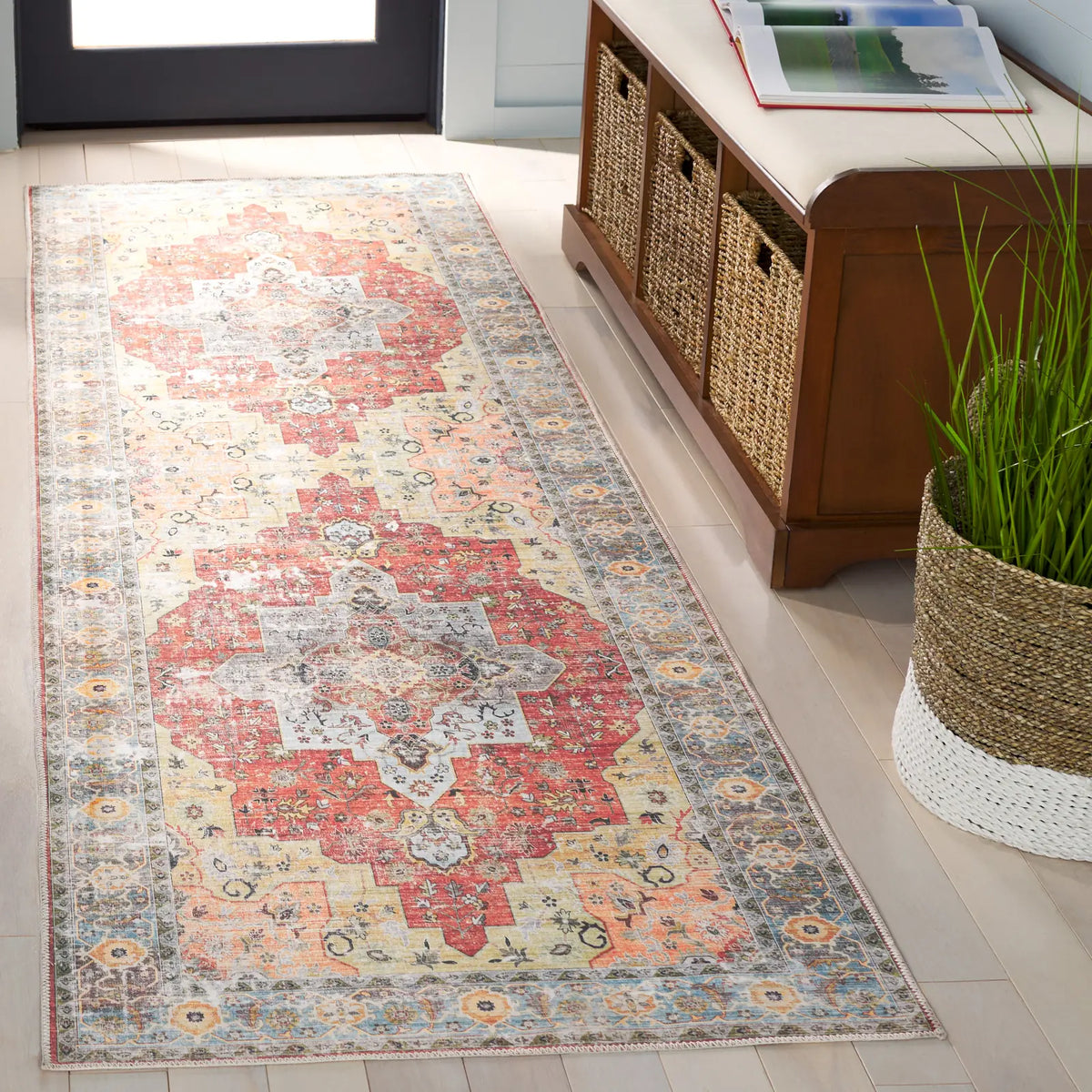 Safavieh Arizona 2'-6" x 8'-0" Rug in Rust / Aqua
