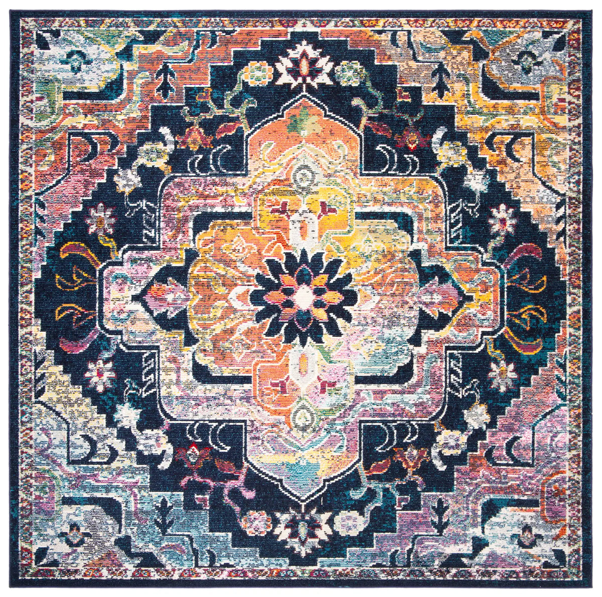 Safavieh Crystal 7'-0" x 7'-0" Rug in Navy / Fuchsia
