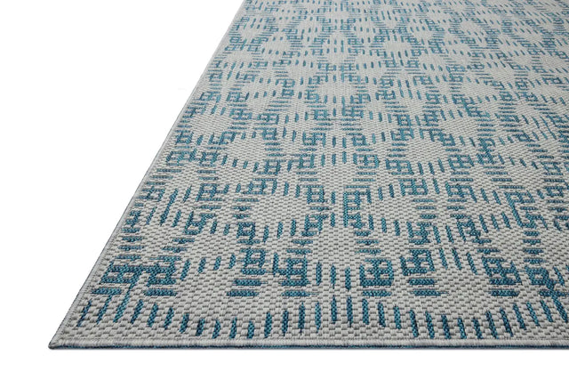 Loloi Easton ESN-10 Fog / Teal Rug - rug corner