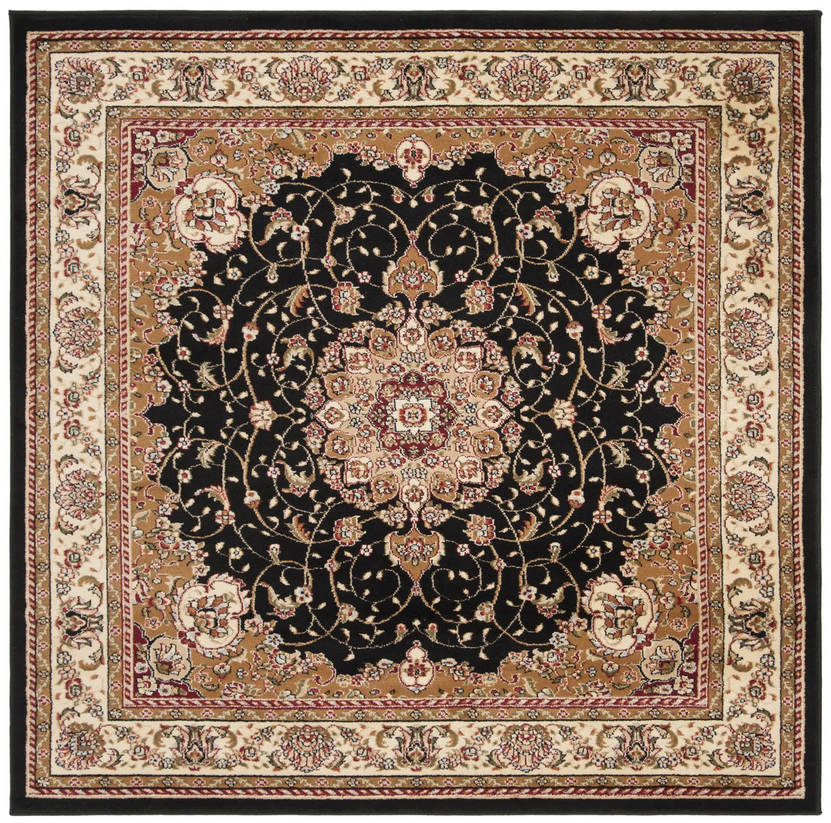 Safavieh Lyndhurst 6'-0" x 6'-0" Rug in Black / Ivory
