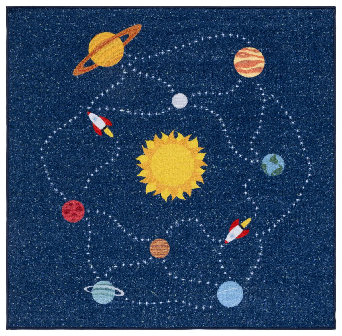 Safavieh Kids Playhouse 200 5'-0" x 5'-0" Rug in Navy / Gold