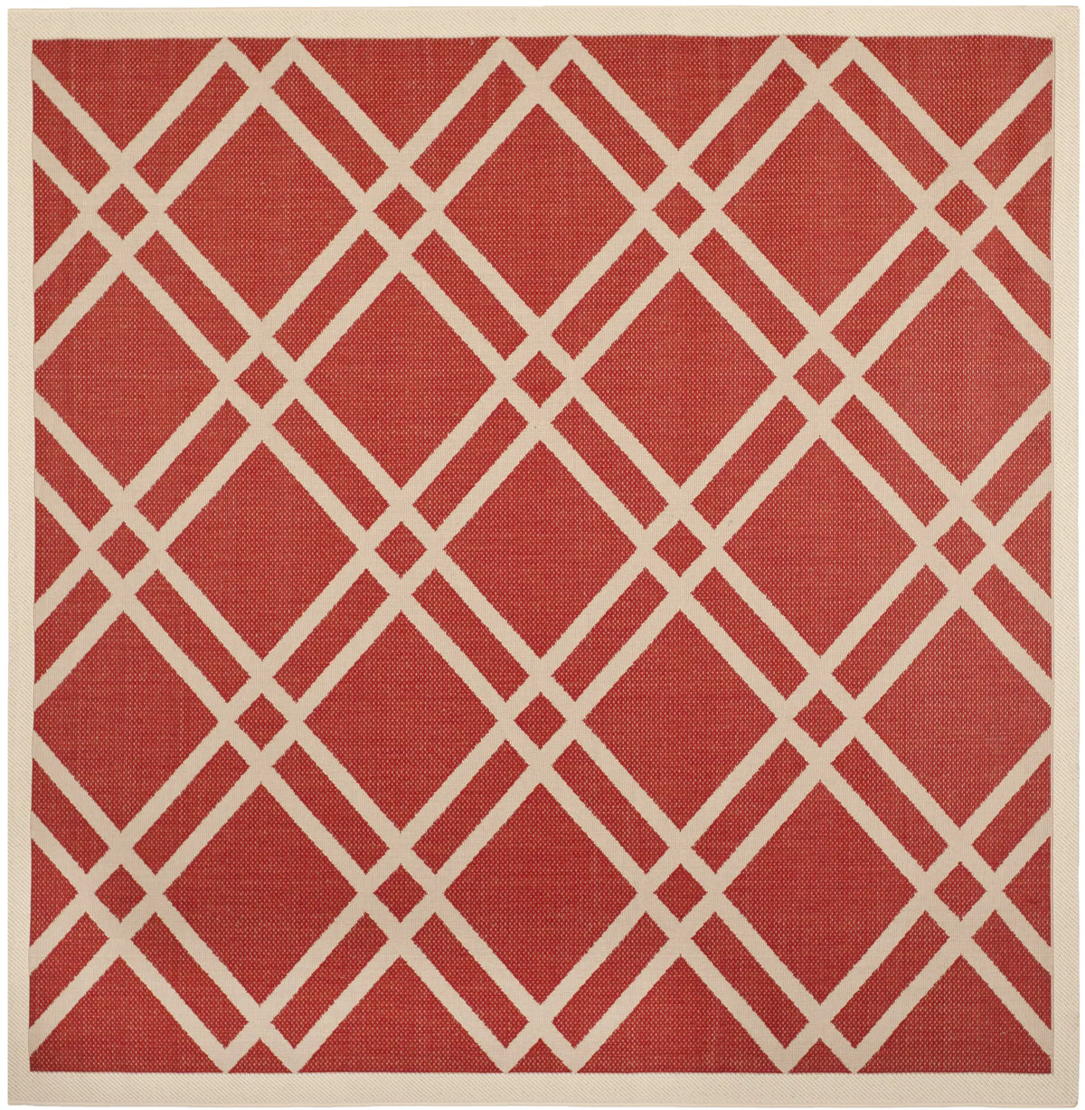 Safavieh Courtyard 7'-10" x 7'-10" Rug in Red / Bone