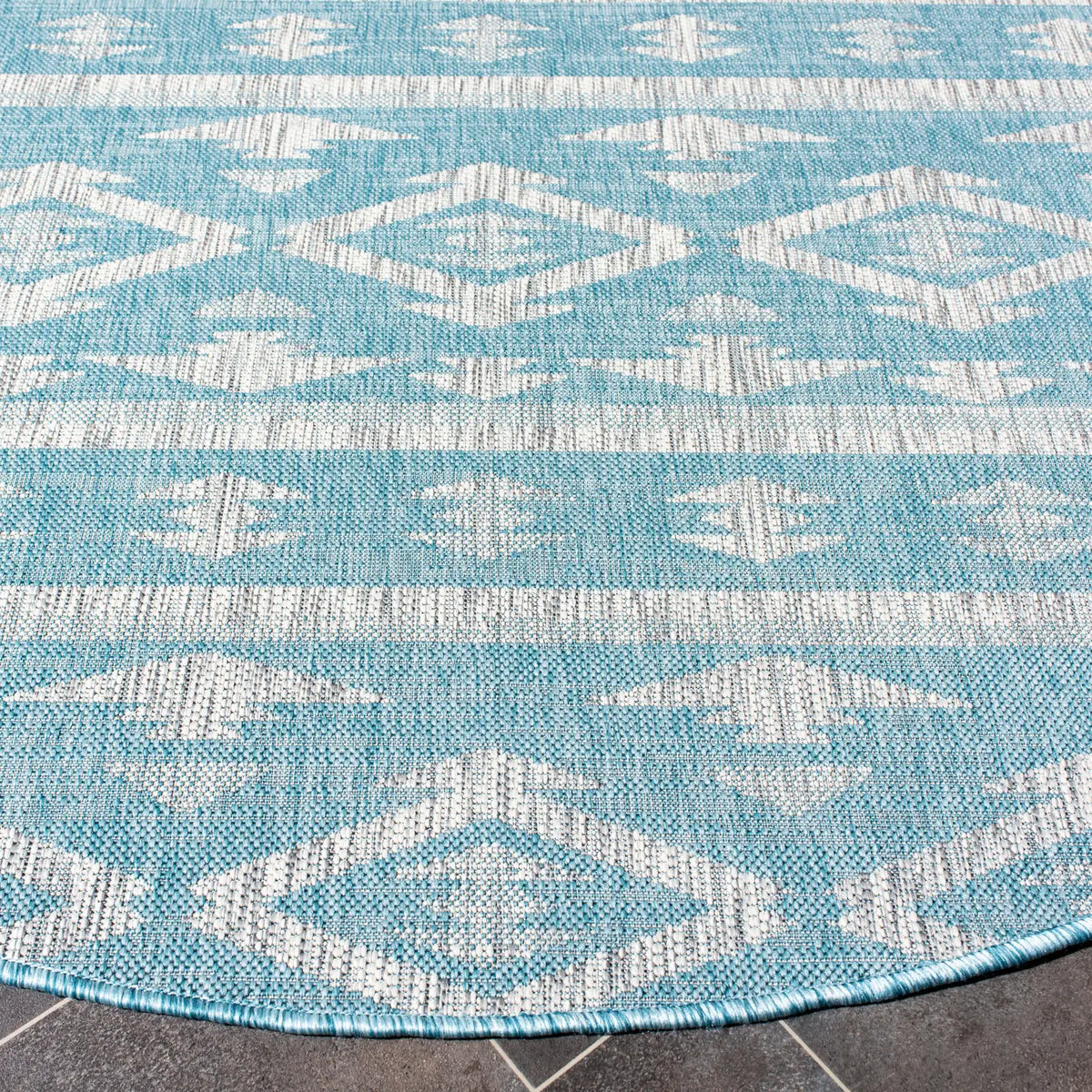 Safavieh Courtyard 6'-7" x 6'-7" Rug in Aqua / Grey