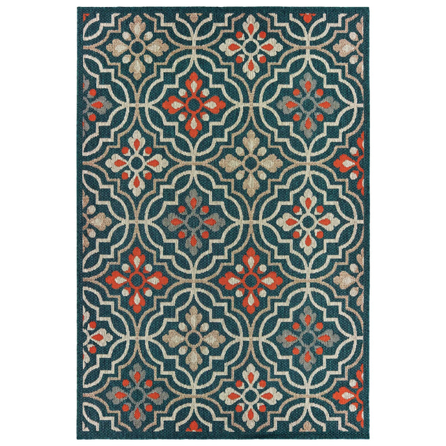 Oriental Weavers Sphinx Latitude 709B Blue / Orange Rugs - main flat