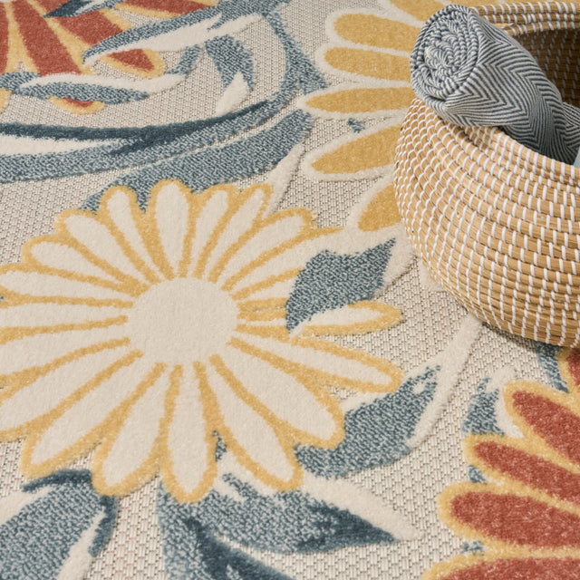 Nourison Aloha ALH33 Machine Made Ivory, Rose Rug