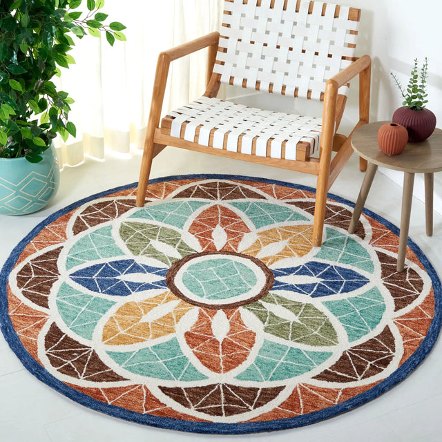 Safavieh Novelty 5'-0" x 5'-0" Rug in Blue / Orange