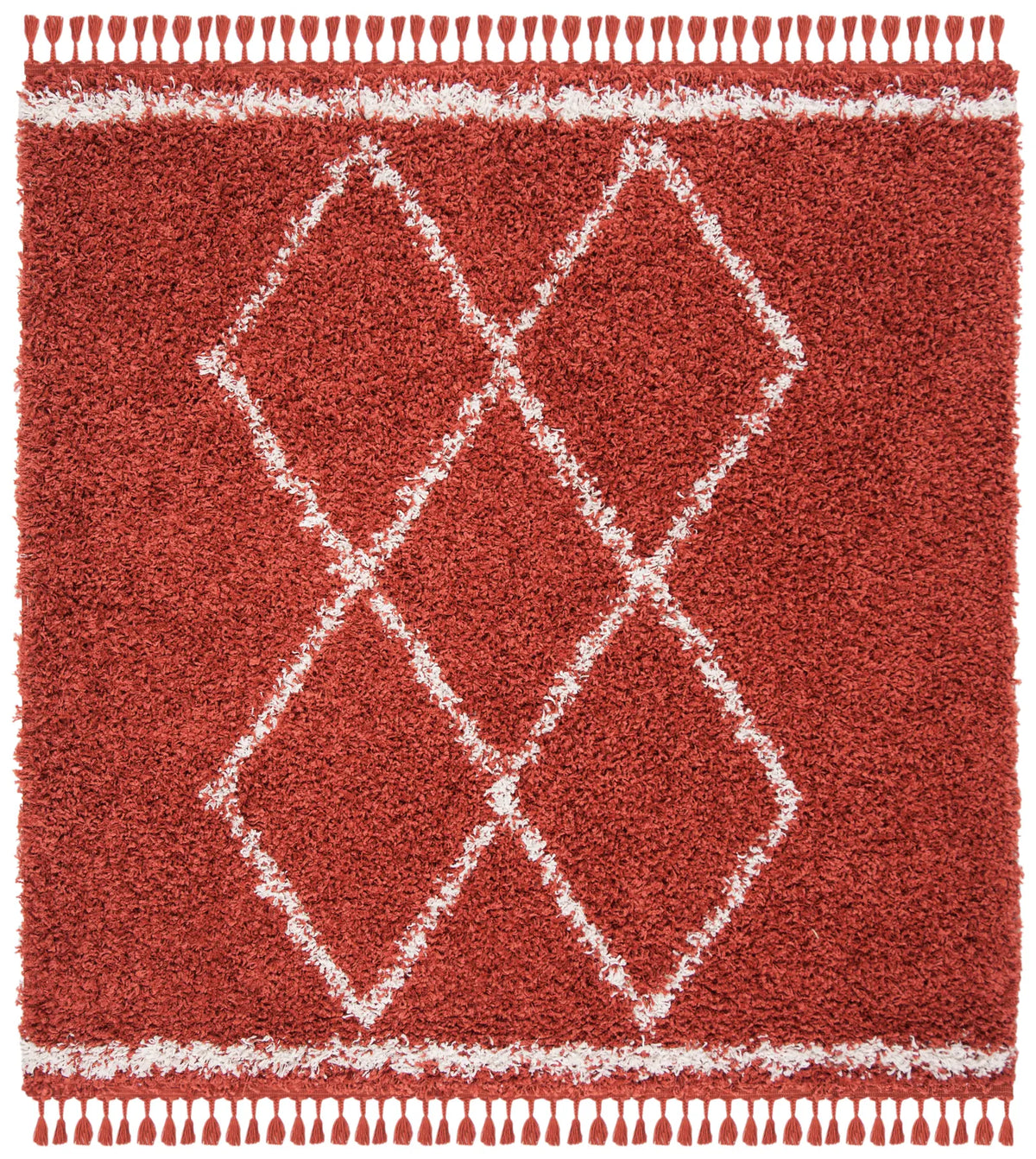 Safavieh Pro Lux Shag 400 6'-7" x 6'-7" Rug in Rust / Creme