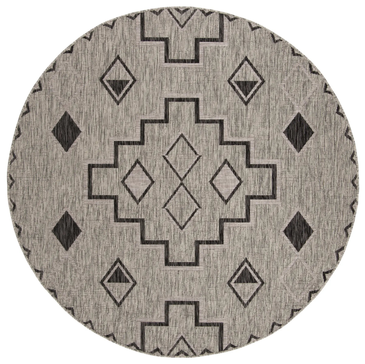 Safavieh Courtyard 5'-3" x 5'-3" Rug in Grey / Black