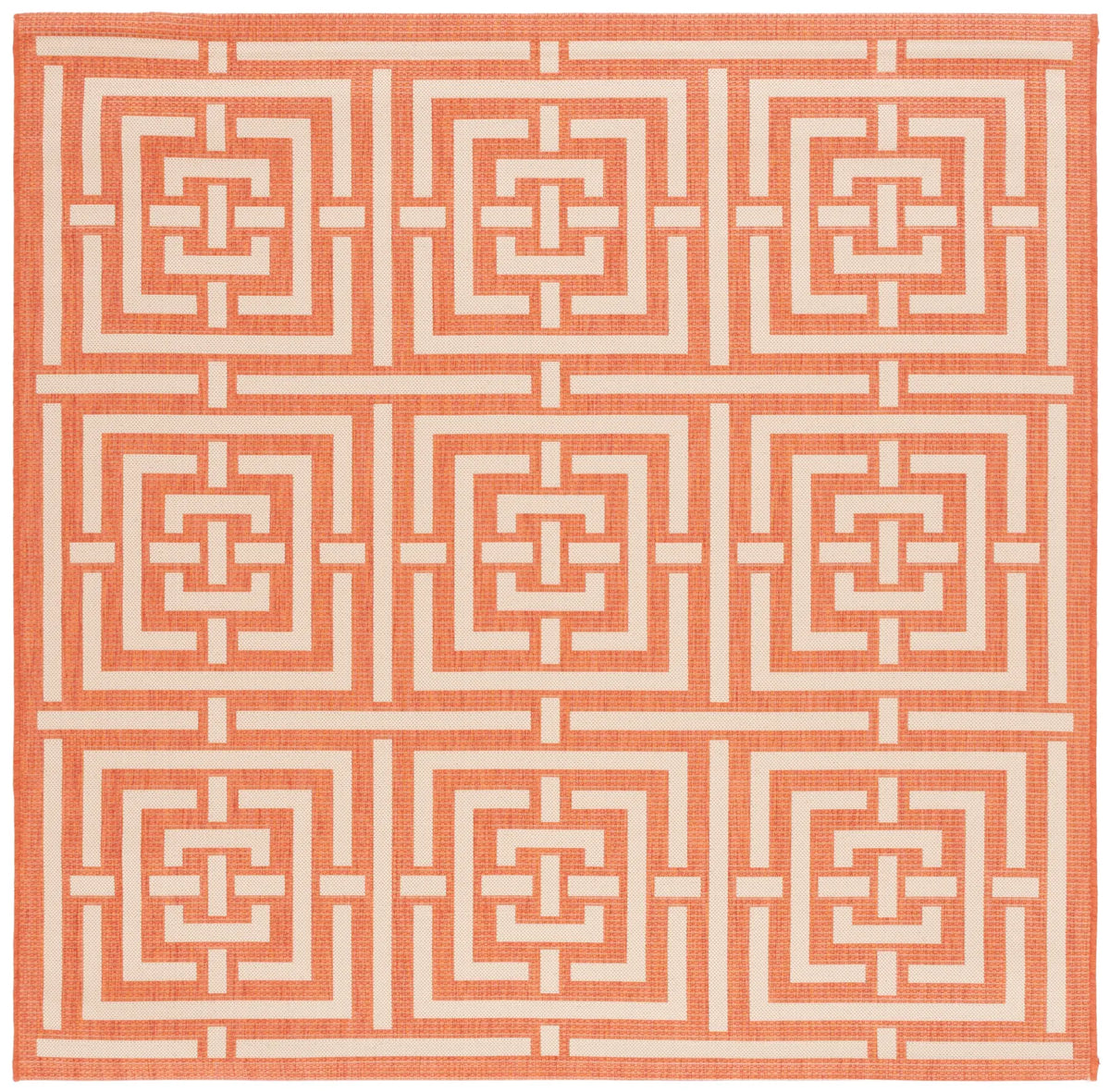 Safavieh Courtyard 6'-7" x 6'-7" Rug in Terracotta / Cream