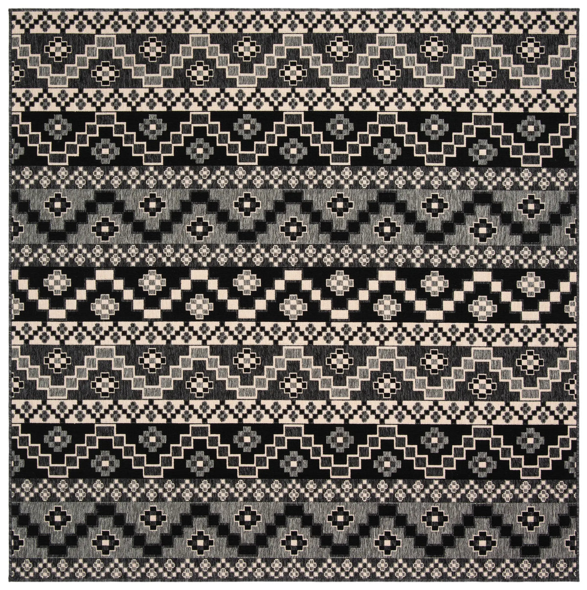 Safavieh Veranda 6'-7" x 6'-7" Rug in Black / Beige
