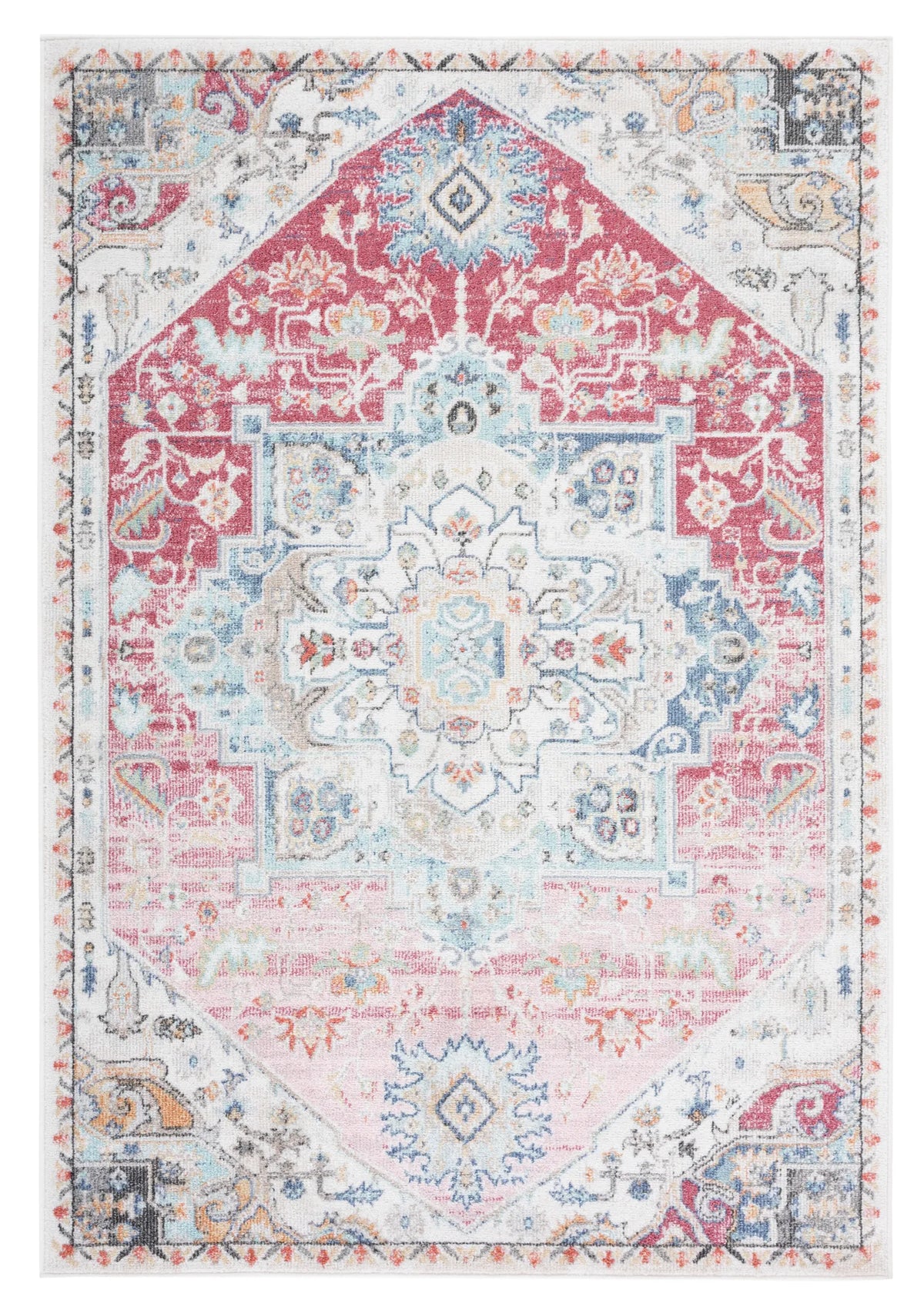 Safavieh Phoenix 500 4'-5" x 6'-5" Rug in Red / Ivory