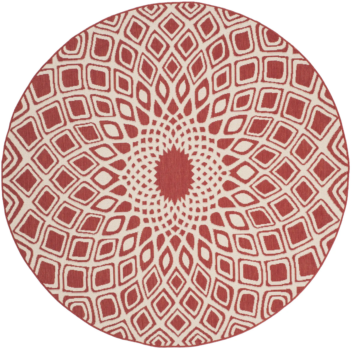 Safavieh Courtyard 6'-7" x 6'-7" Rug in Red / Beige