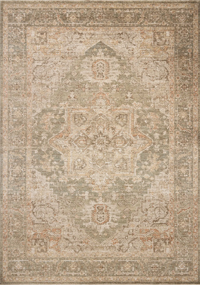 Chris Loves Julia x Loloi Palma PLM-08 Olive / Spice Rug - main flat