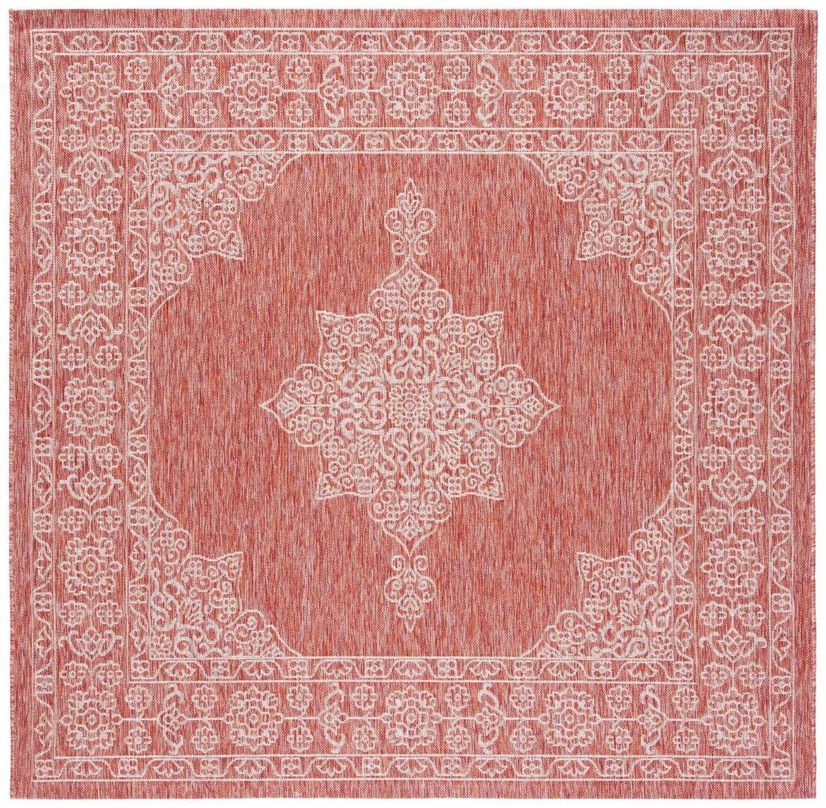 Safavieh Courtyard 6'-7" x 6'-7" Rug in Rust / Ivory