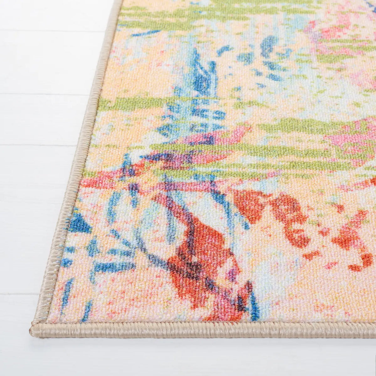 Safavieh Paint Brush 4'-4" x 6'-0" Rug in Blue / Blush Pink