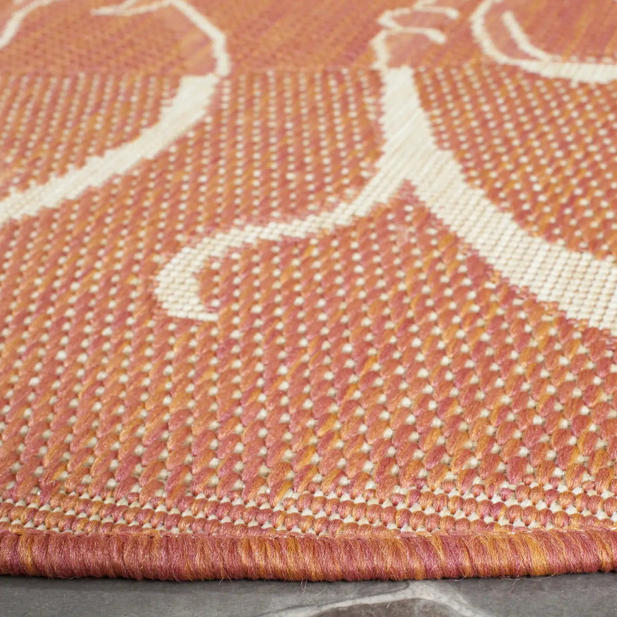 Safavieh Courtyard 6'-7" x 6'-7" Rug in Terracotta / Natural