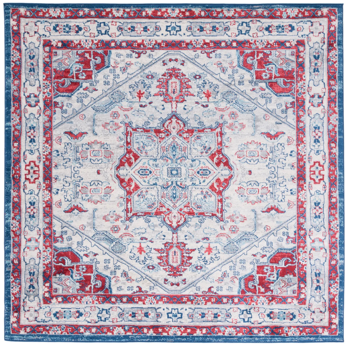 Safavieh Brentwood 6'-7" x 6'-7" Rug in Ivory / Red