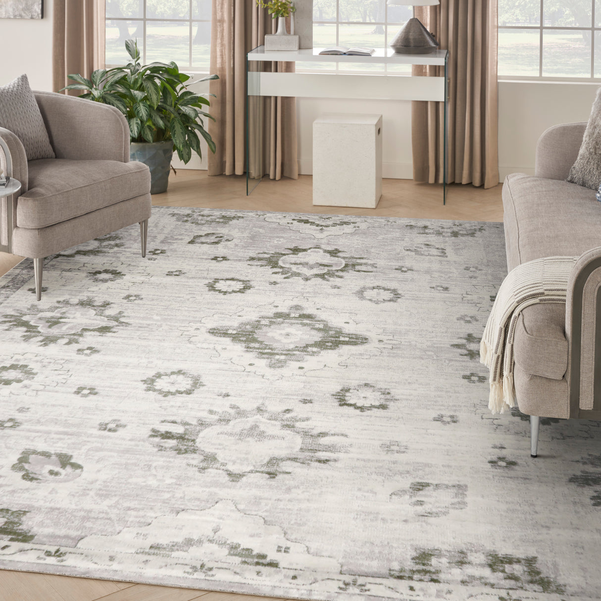 Nourison Astra Machine Washable ASW19 Machine Made Ivory Rug