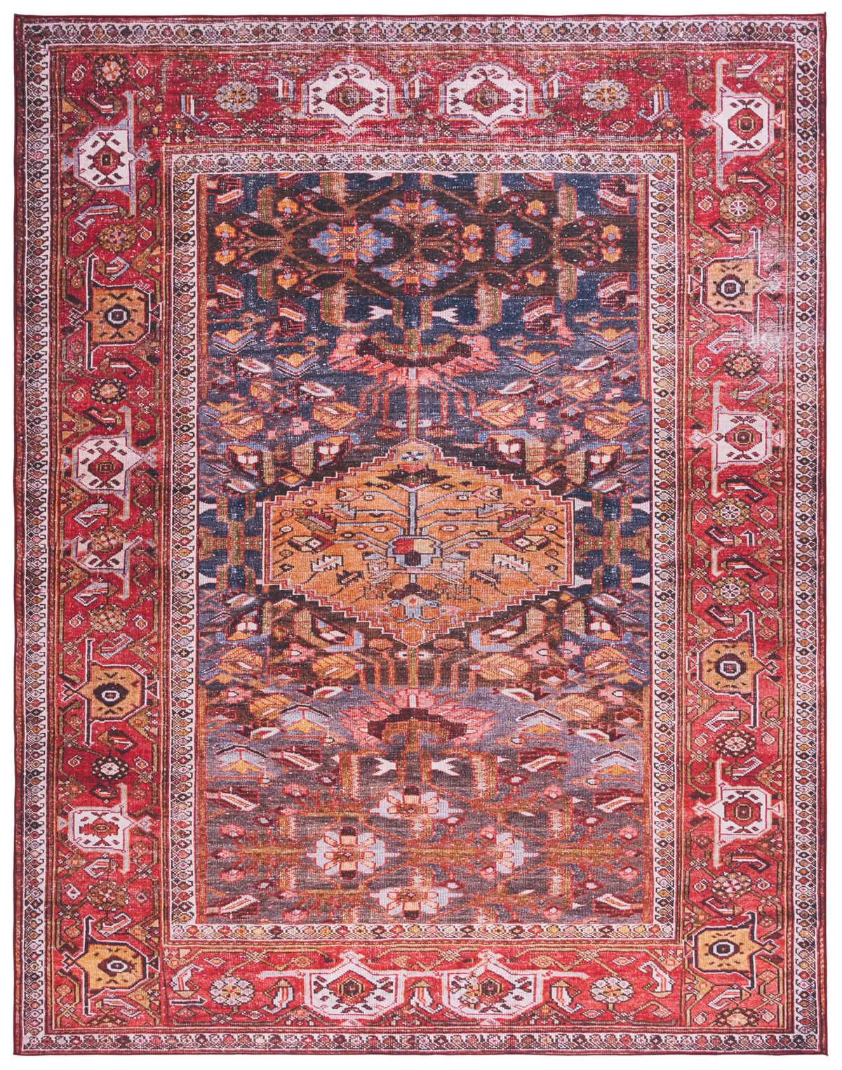Safavieh Tucson 10'-0" x 14'-0" Rug in Navy / Rust
