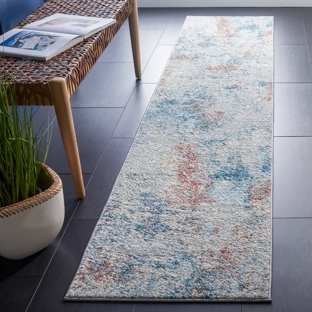 Safavieh Tulum 2'-0" x 11'-0" Rug in Light Blue / Ivory