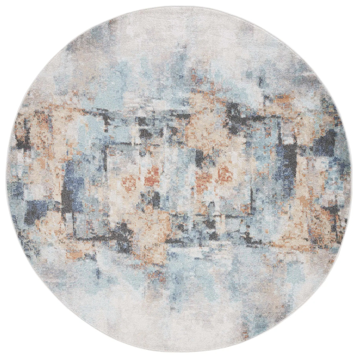 Safavieh Phoenix 500 6'-7" x 6'-7" Rug in Aqua / Gold Rust