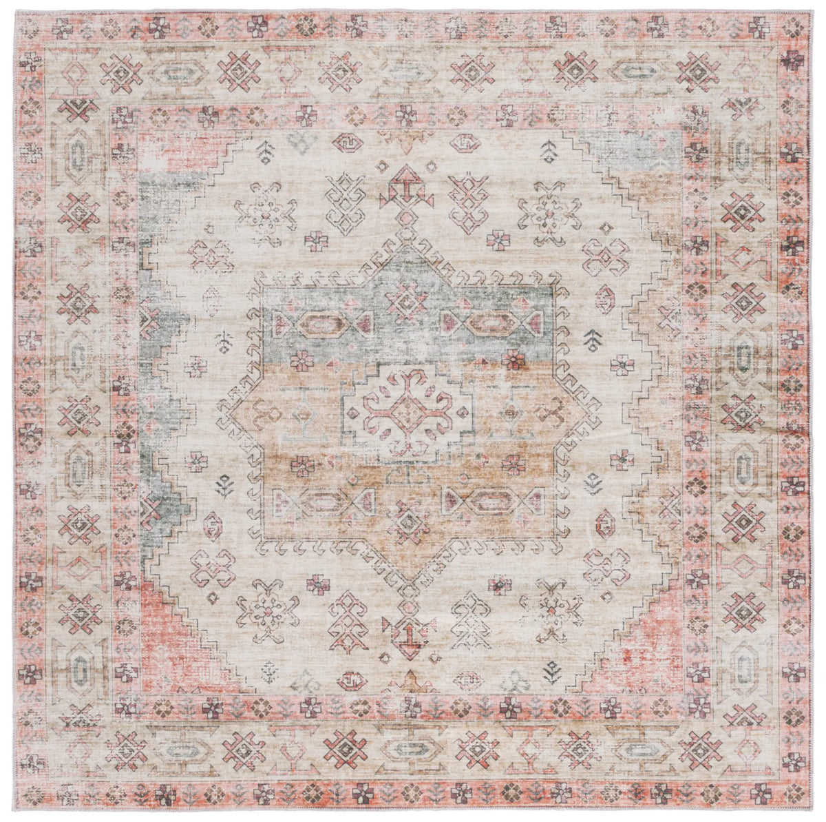 Safavieh Arizona 6'-0" x 6'-0" Rug in Olive / Red