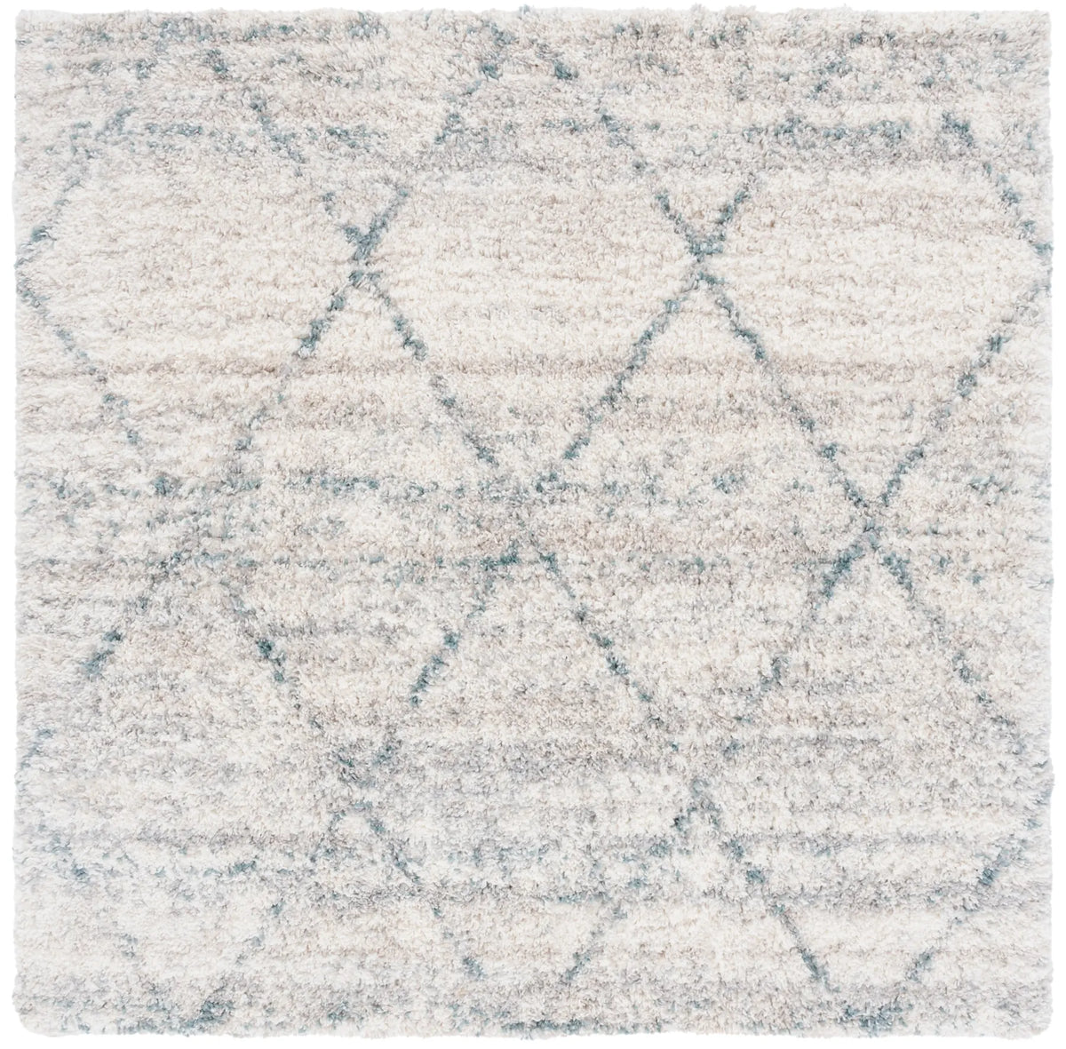 Safavieh Fontana Shag 800 6'-7" x 6'-7" Rug in Turquoise / Ivory