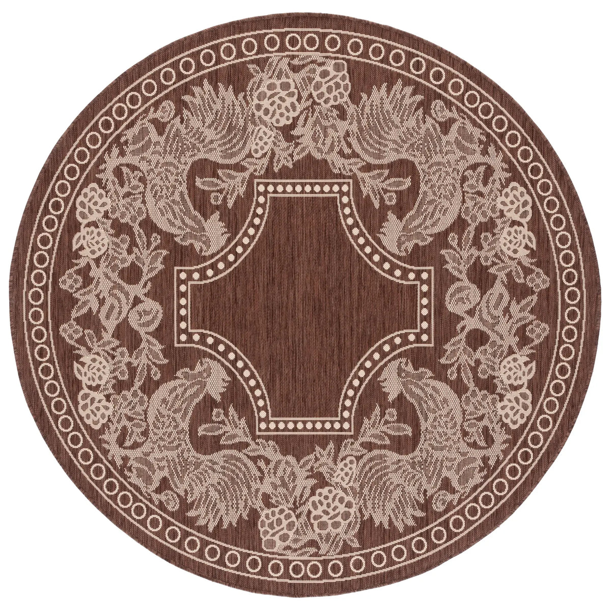 Safavieh Courtyard 5'-3" x 5'-3" Rug in Chocolate / Natural