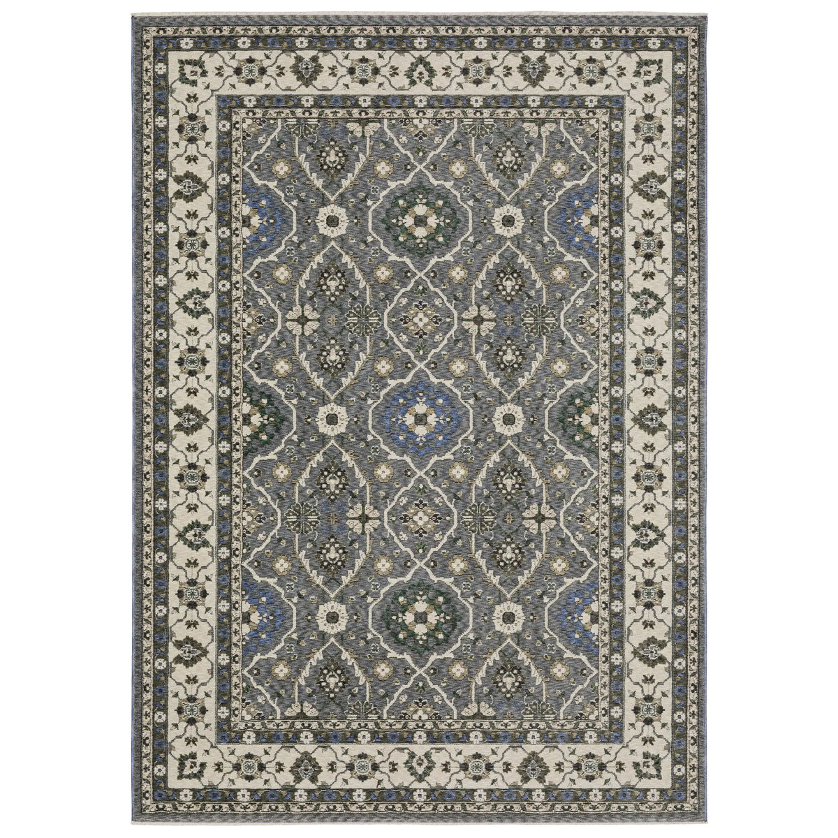 Oriental Weavers Sphinx HASTINGS HA07H Blue Floral Rugs - main flat